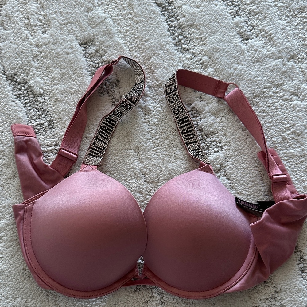 Victoria’s Secret bling rhinestone pink bra push up 32c